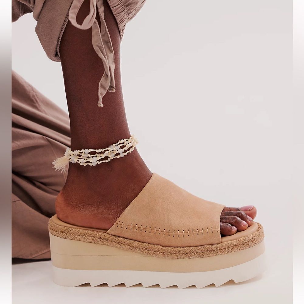 Free People Santorini Platform sandals wedges shoes slides suede Sz 10